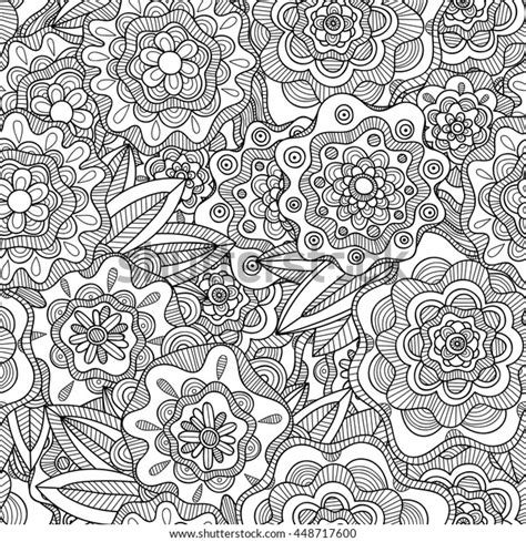 Doodle Flowers Seamless Pattern Flowers Leaves Stock Vector Royalty