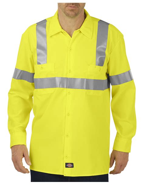 High Visibility Ansi Class 2 Long Sleeve Work Shirt Mens High