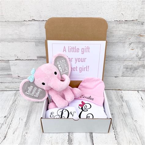 Newborn Baby T Box Personalized Elephant Onesie Bib And Beanie