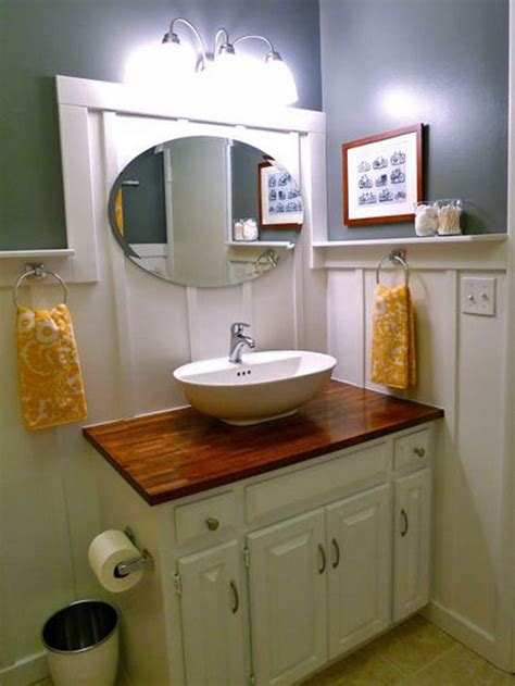 Just like indoor plants, wall art is one of the small bathroom ideas on a budget that leaves a big impression. Budget Bathroom Makeovers | Budget bathroom, Butcher block ...