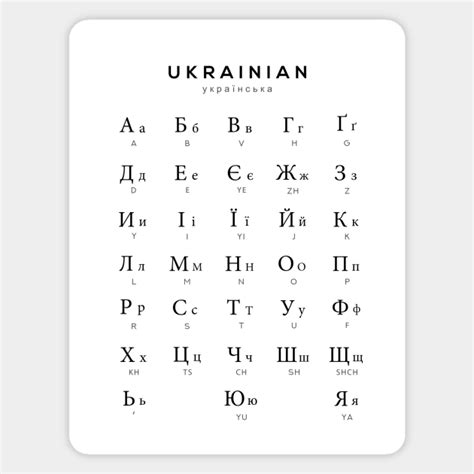 Ukrainian Alphabet Chart Ukraine Cyrillic Language Chart White