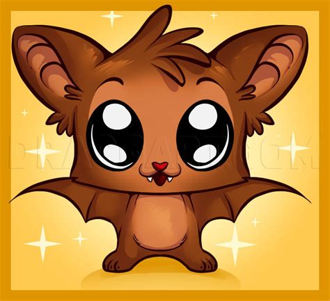 Sketch the head, body and ears. How To Draw A Cute Bat by Dawn | dragoart.com