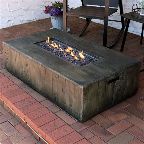 Check spelling or type a new query. Rustic Faux Wood Outdoor Propane Gas Fire Pit Coffee Table ...