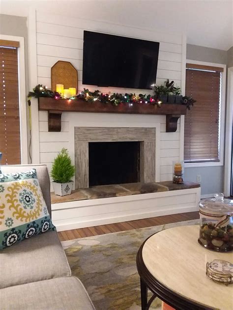 I was pretty blown away at how simple it was to install (i'd. Shiplap and chunky mantel makeover | Home design diy ...