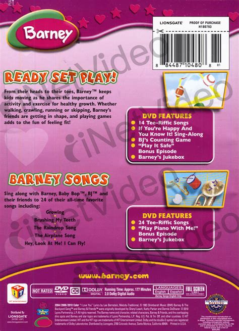 Barney Ready Set Playbarney Songs Double Feature On Dvd Movie