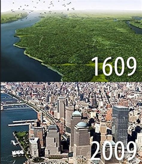 Manhattan (USA) – 1609 / 2009 | World earth day, Then and now pictures ...