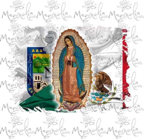 Arte Digital Virgen De Guadalupe Mexico Bandera De Linares Etsy
