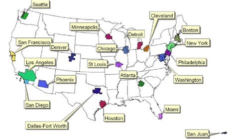 Locations Of The 20 Largest Metropolitan Areas In The Us According To Download Scientific