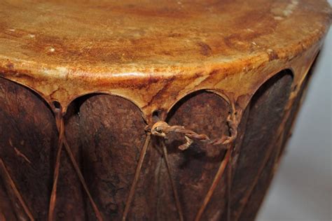 Cedar indian drums of the tarahumara are hand crafted using real wood slats of native red cedar. Indian Drum / Side Table at 1stdibs