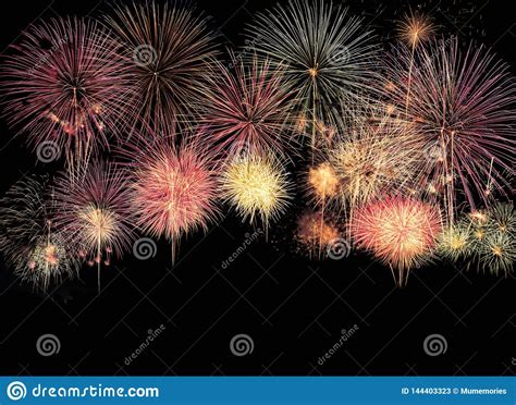 Colorful Fireworks Explosion In Annual Festival Stock Image Image Of
