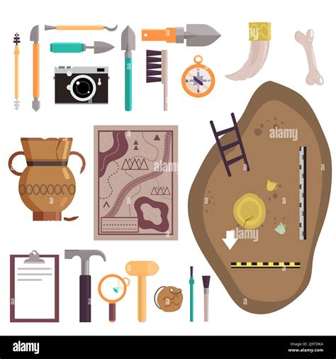 Archaeology Icon Set Vector Illustration Of Archaeological Site