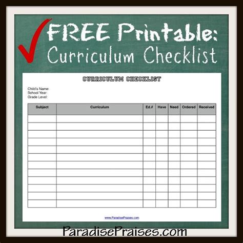 Living learning homeschool is a homeschool provider dedicated to serve and equip homeschoolers using the charlotte mason method in the philippines. Curriculum Checklist (printable) | Paradise Praises | Free ...