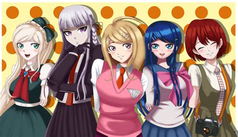 Safebooru 5girls Akamatsu Kaede Arms Behind Back Arms Folded Black