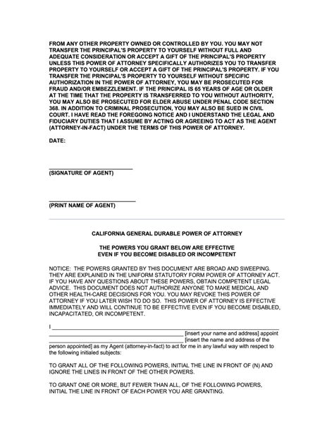 Free Printable Power Of Attorney Form California Printable Form 2024