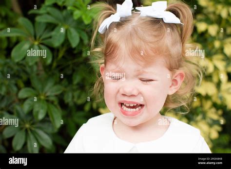 Cute Caucasian Toddler Girl Is Crying Crying Child Upset Girl Stock