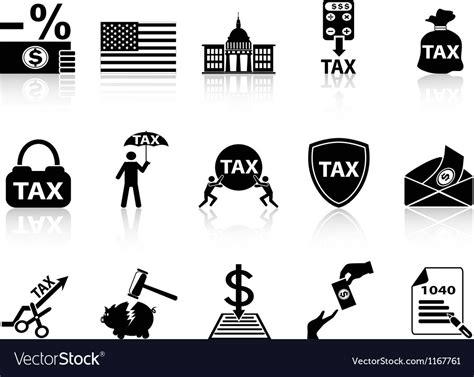 Black Tax Icons Set Royalty Free Vector Image Vectorstock