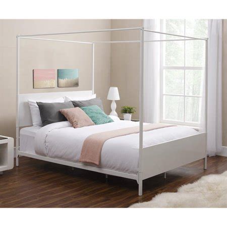 The delicately designed metal frame has a vintage style that will add instant sophistication to your bedroom. DHP Canopy Full Metal Bed in White - Walmart.com