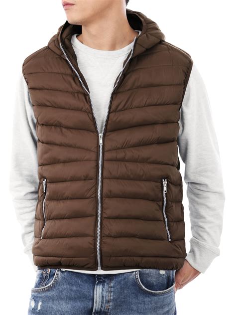 Ma Croix Mens Ultra Light Puffer Down Hooded Vest Polyester Padded