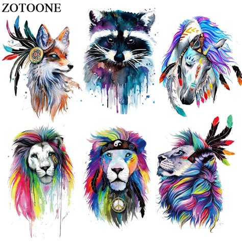 Zotoone Colorful Animal Patch Iron On Transfers Diy Decoration Applique