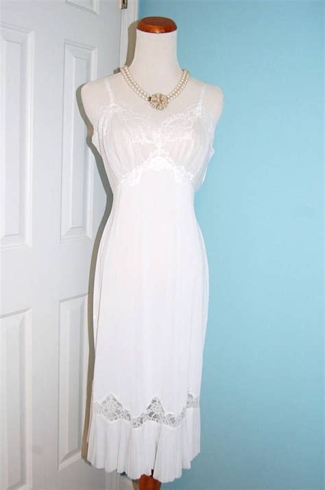 1950s Slip Vintage White Slip Full Slip Dress Nightgown Vanity Fair