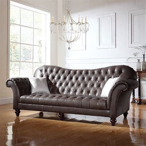 Classic Victorian Italian Leather Sofa