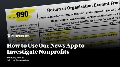 How To Use Propublica S Nonprofit Explorer News App Youtube