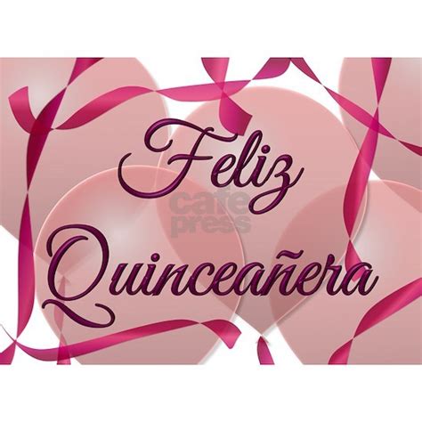 Feliz Quinceanera Pink Balloons And Ribbons Greeting Card Feliz