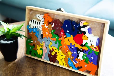 Alphabet Zoo Handcrafted Wooden Jigsaw Puzzle And Play Set Eco Etsy