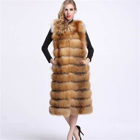 2016 extra long real silver fox fur vest women s sleeveless fur coats women dress be 1632 ems
