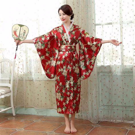 Vestido Kimono De Sat N Con Estampado Tradicional Japon S Para Mujer Ropa Vintage Yukata Con