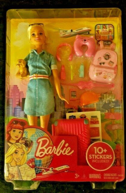 Mattel Barbie Doll And Travel Set With Puppy Luggage And Accessories