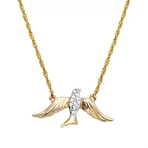 Sarafina Gold Tone Diamond Accent Dove Necklace