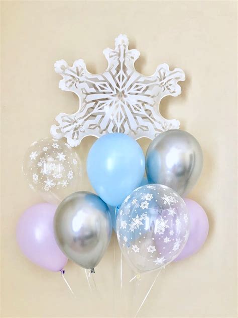 Snowflake Blue Chrome Silver And Snowflake Latex Balloon~winter