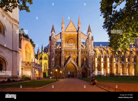 Westminster Abbey At Dusk London Stock Photo Alamy