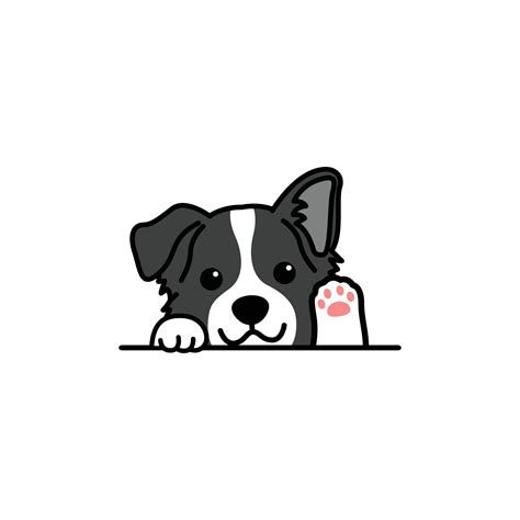 Cute Border Collie Dog Waving Paw Cartoon Vector Illustration 19029324