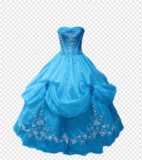 여자의 파란색과 흰색 꽃 끈이없는 가운 웨딩 드레스 파란 공 가운 드레스 배경 푸른 유행 이브닝 가운 Png Pngwing