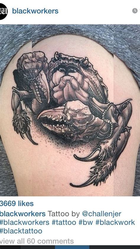You should always remember that tattoo is made for the whole rest of your life and its meaning will be always fallowing you. Crab blackwork | Crab tattoo, Tattoos, Cancer zodiac tattoo