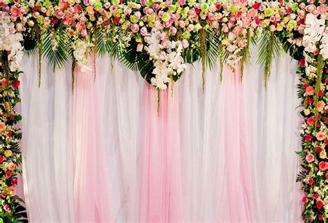 Abphoto Polyester Photo Background Wedding Curtain Backdrop Flowers