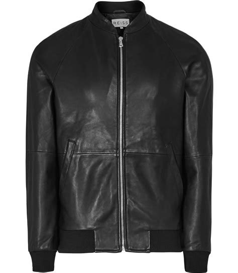 Reiss Kent Leather Bomber Jacket In Black For Men Lyst