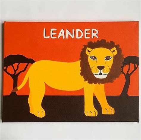 Commission For Personalised Safari Lion Painting Lion Nursery Art