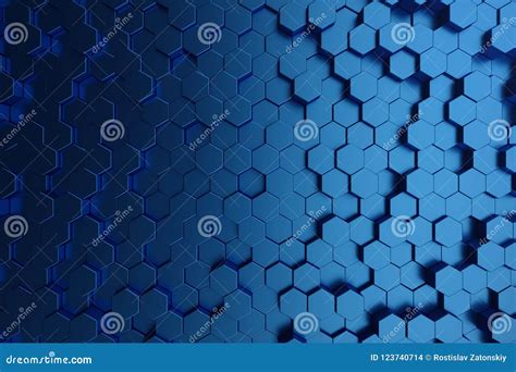 3d Illustration Abstract Dark Blue Of Futuristic Surface Hexagon