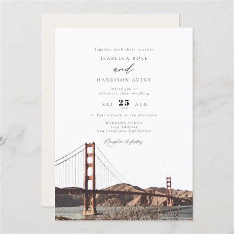 Golden Gate San Francisco California Wedding Invitation Zazzle California Wedding