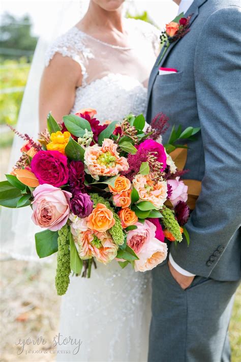 People like the shade of purple bouquets from light lave der to deep violet. Beautiful large wedding bouquet with light pink, orange ...