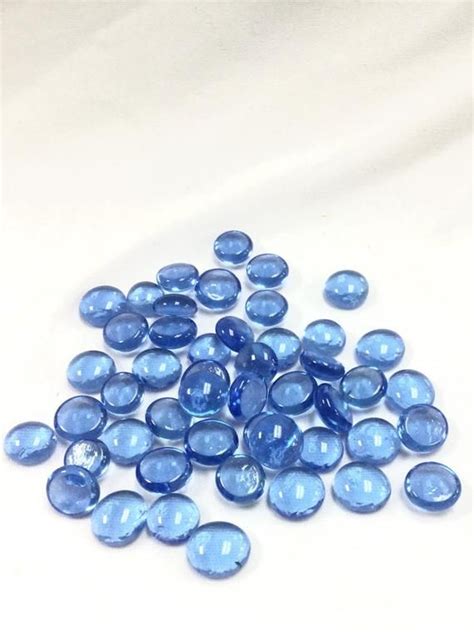 50 Mini Periwinkle Blue Glass Gems Glass Pebbles Glass Nuggets 38