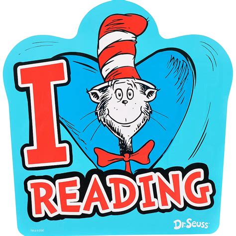 Cat In The Hat I Heart Reading Cutout 9in X 11in Dr