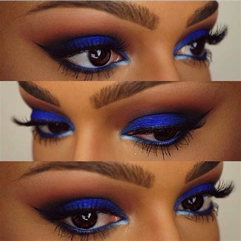Bold Blue Eyeshadow Look Makeup Dark Skin Makeup Blue Eye Makeup