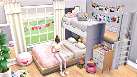 Teen Bedroom W Bunks Sims 4 No Cc Speed Build Youtube