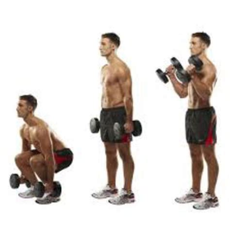 Dumbell Squat To Curl To Press Exercise How To Workout Trainer By