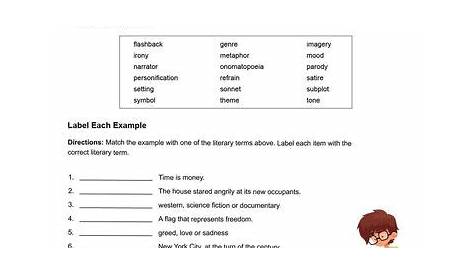 your dictionary literary terms worksheet