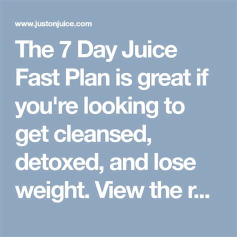 7 Day Juice Fast Plan With Guides And Shopping Lists At Justonjuice